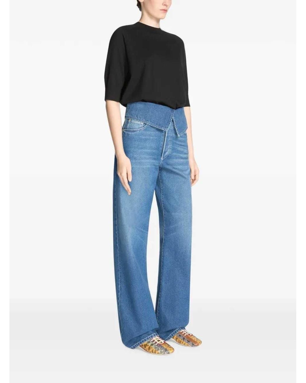 Dries Van Noten Blue Folded-Waist Jeans
