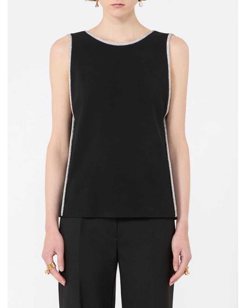 Sportmax Black Sleeveless Viscose Top