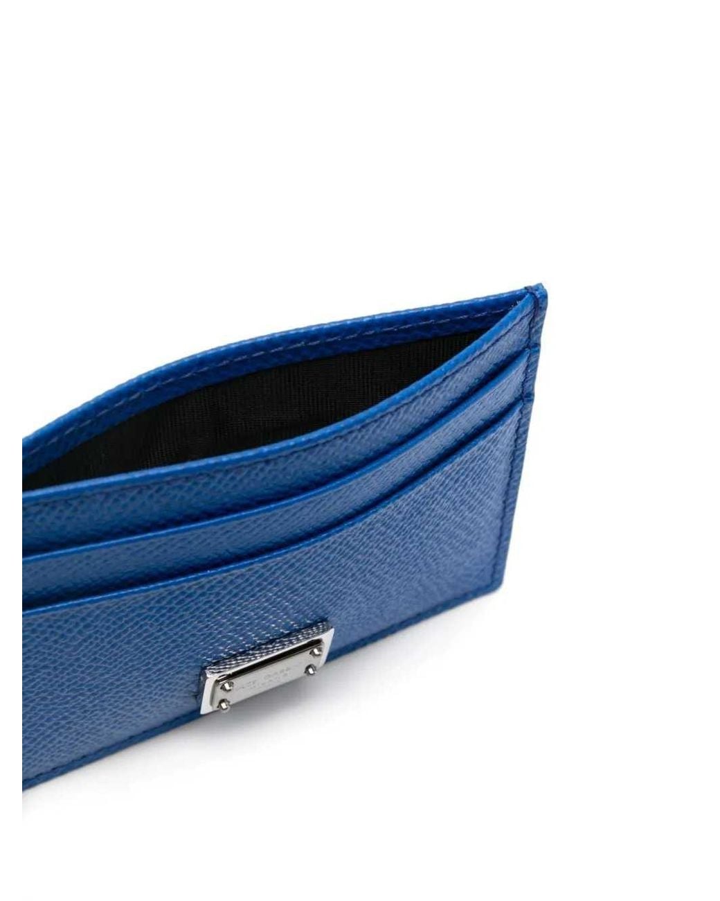 Dolce & Gabbana Blue Dauphine Leather Card Holder for men