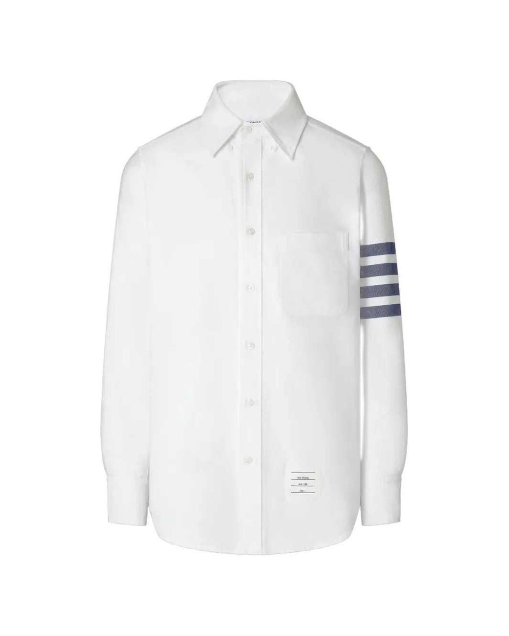 Thom Browne White Oxford Shirt With 4-Stripe Detail for men