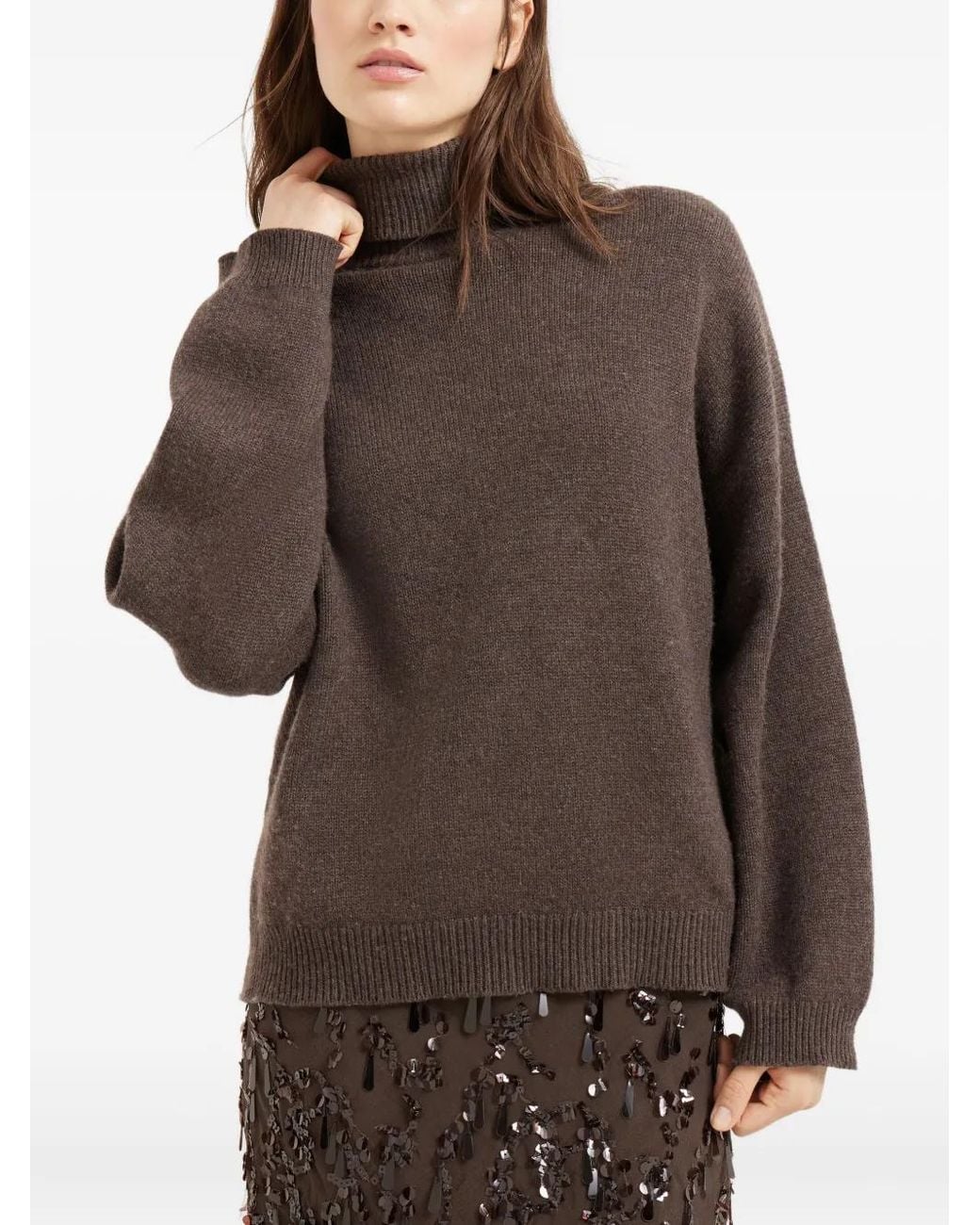 Brunello Cucinelli Brown Cashmere Turtleneck Sweater