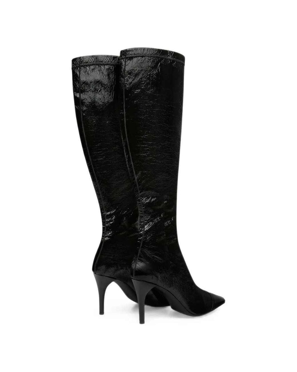 Courreges Black Ruched-Toe Boots