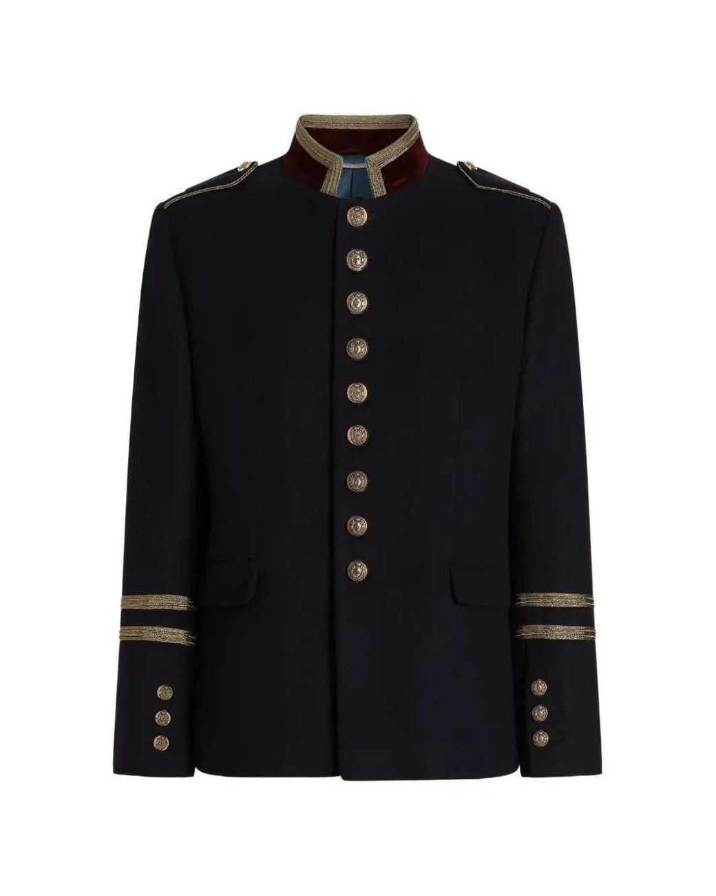 Dolce & Gabbana Black Wool Coat for men