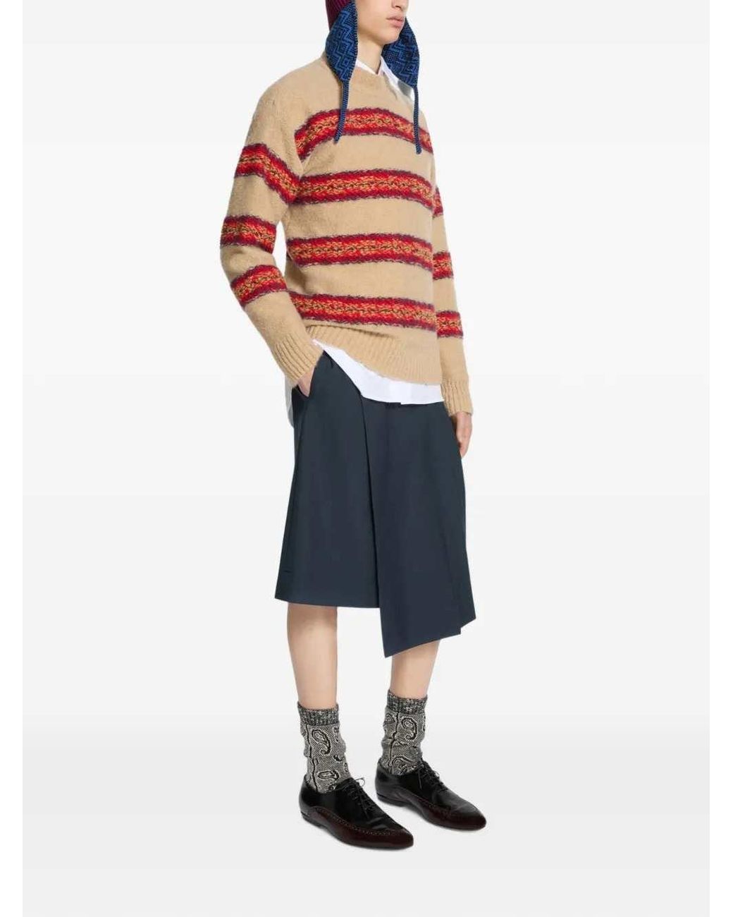 Dries Van Noten Red Jacquard Wool Sweater for men