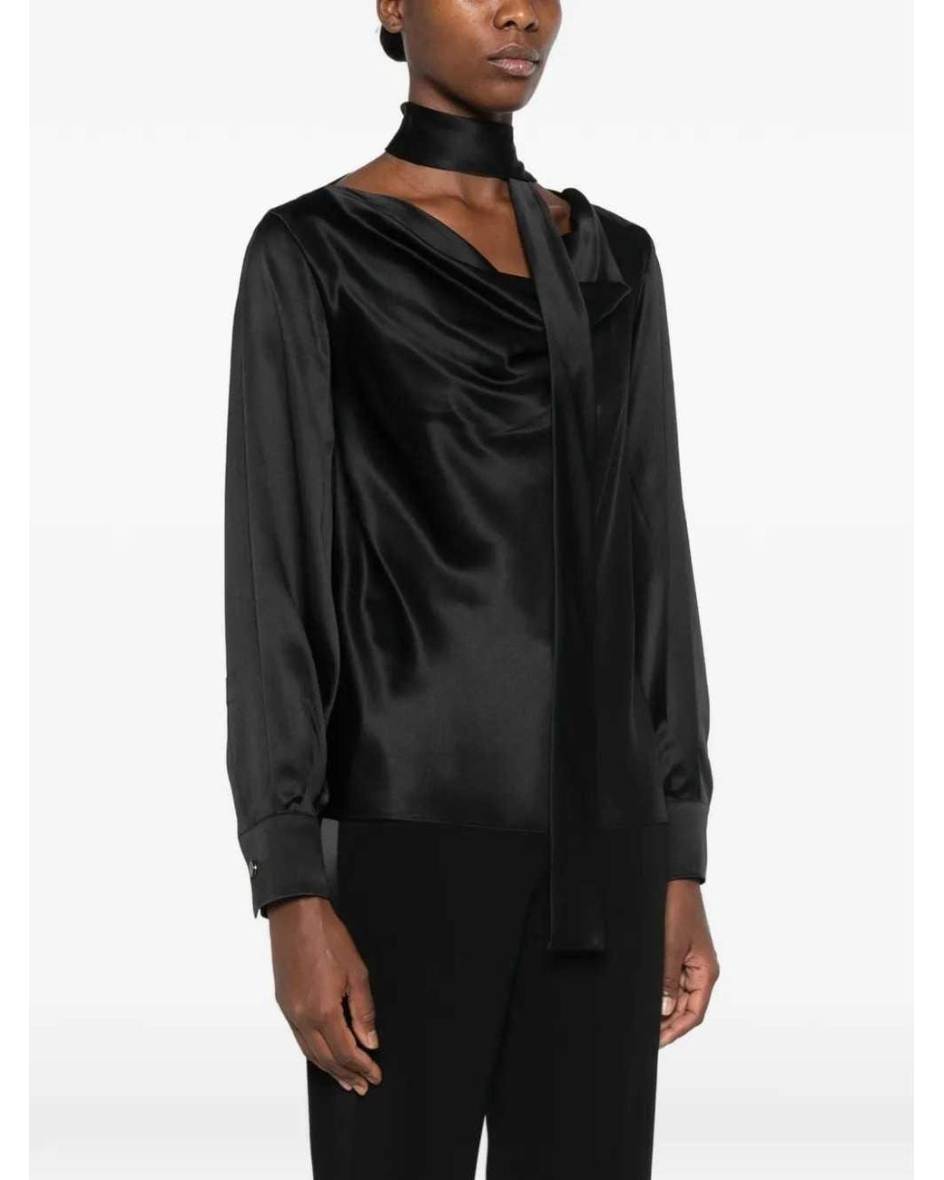 Max Mara Black Draped Blouse