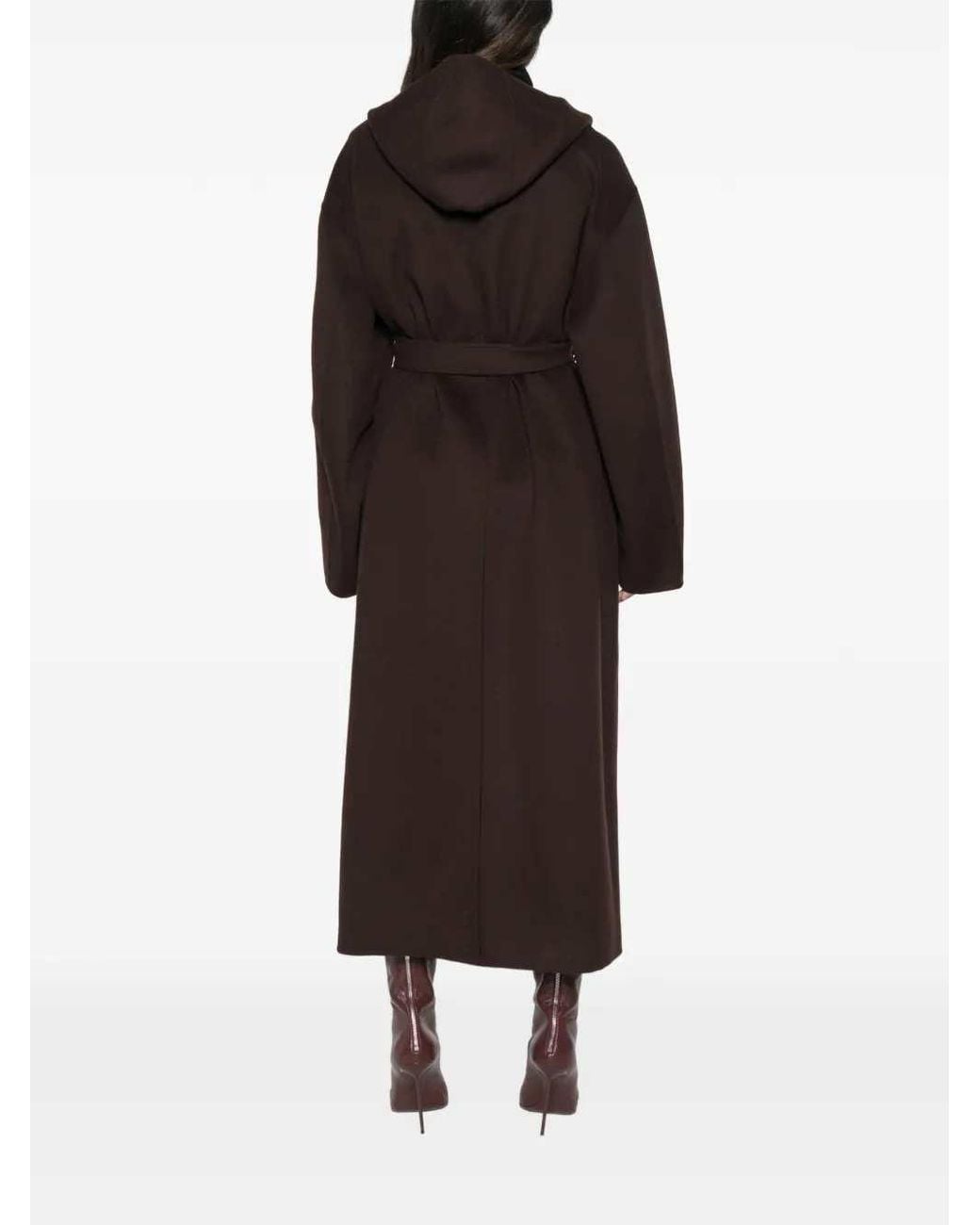 Sportmax Black Hooded Belted Coat