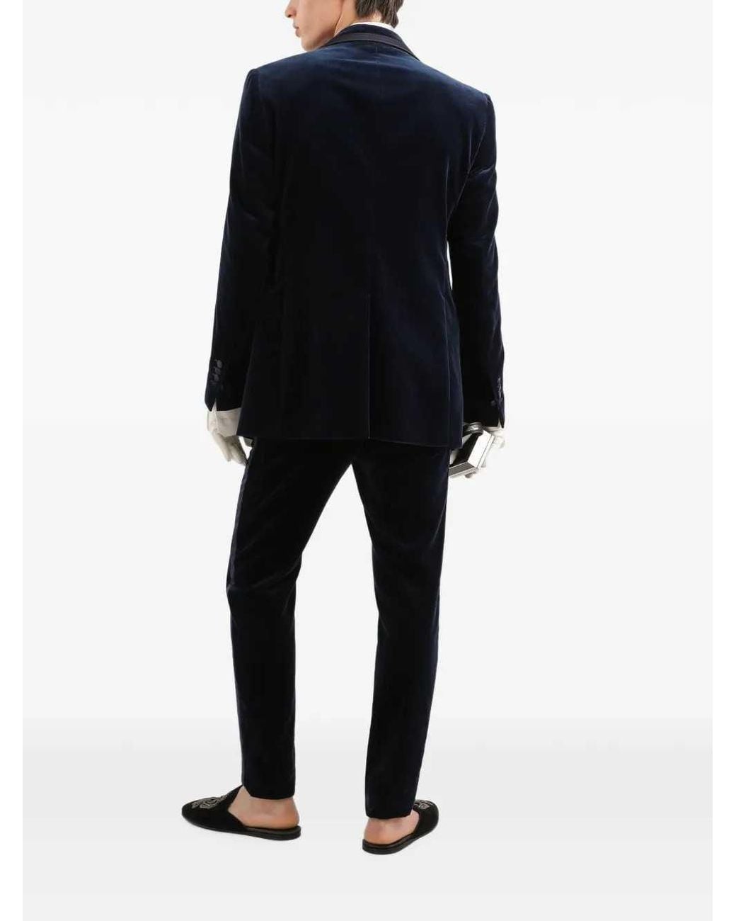 Dolce & Gabbana Blue Dolce & Gabbana Velvet Trousers for men