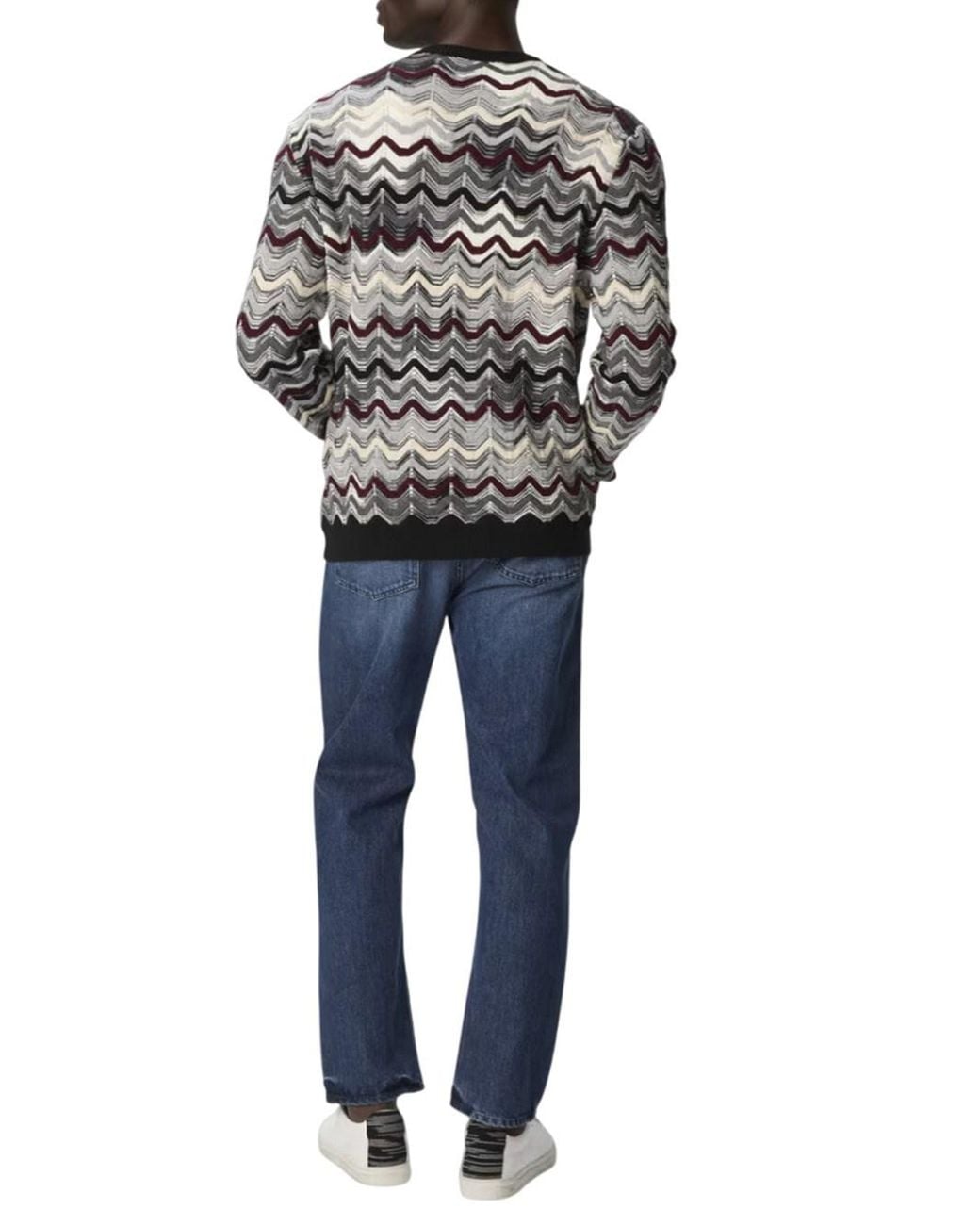 Missoni Black Crew-Neck Sweater With Geometric Zigzag Pattern for men