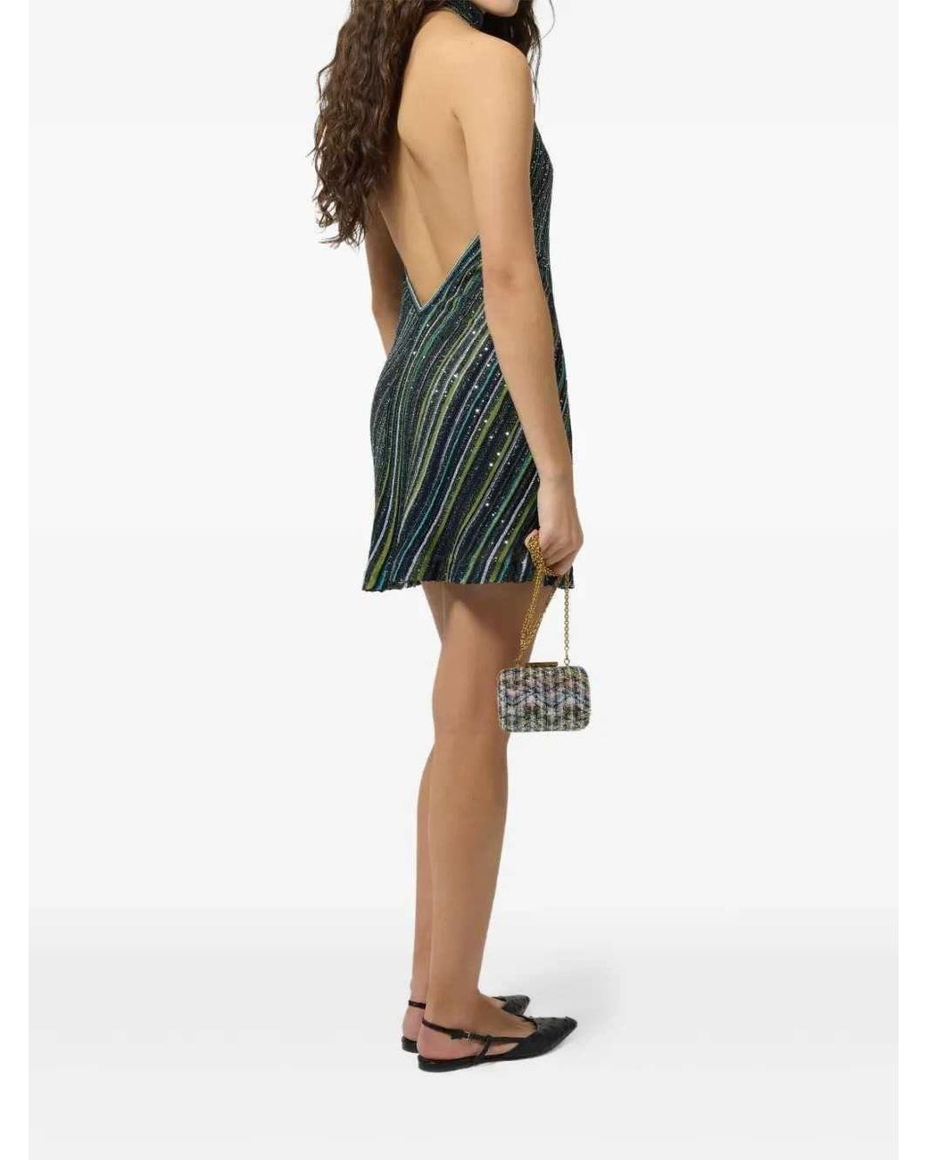 Missoni Blue Sequin Open-Back Mini Dress