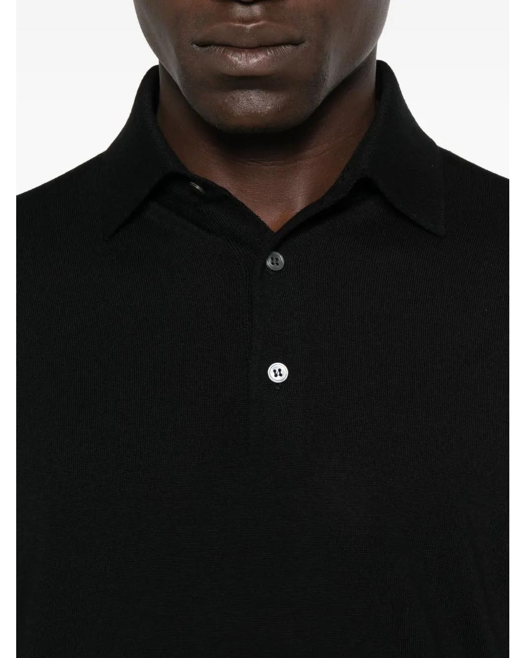 Lardini Black Long-Sleeved Wool Polo for men