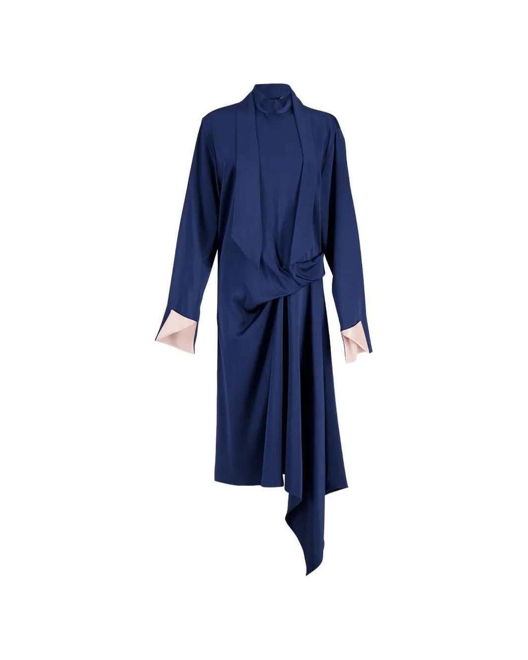 Stella McCartney Blue Satin-Finish Draped Midi Dress