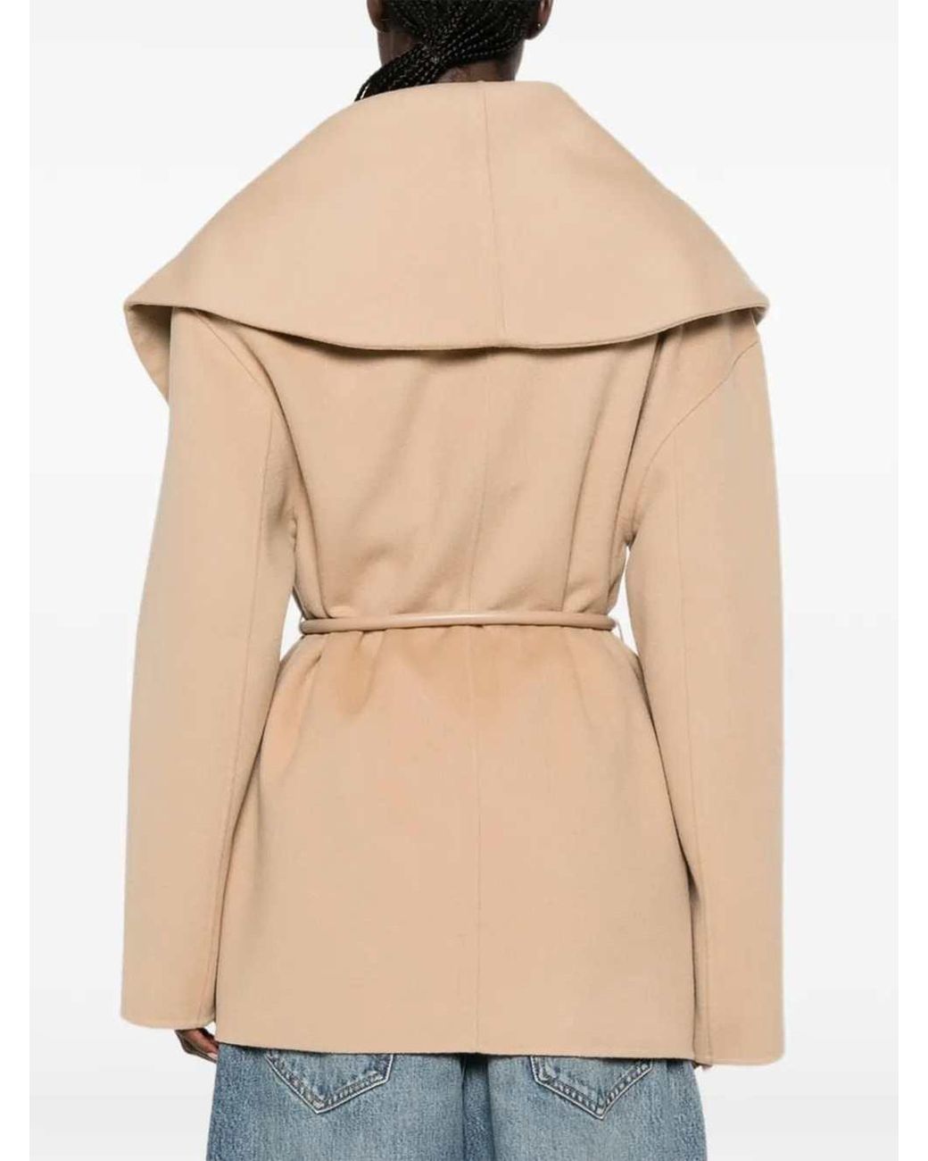 Sportmax Natural Belted Shawl-Collar Jacket