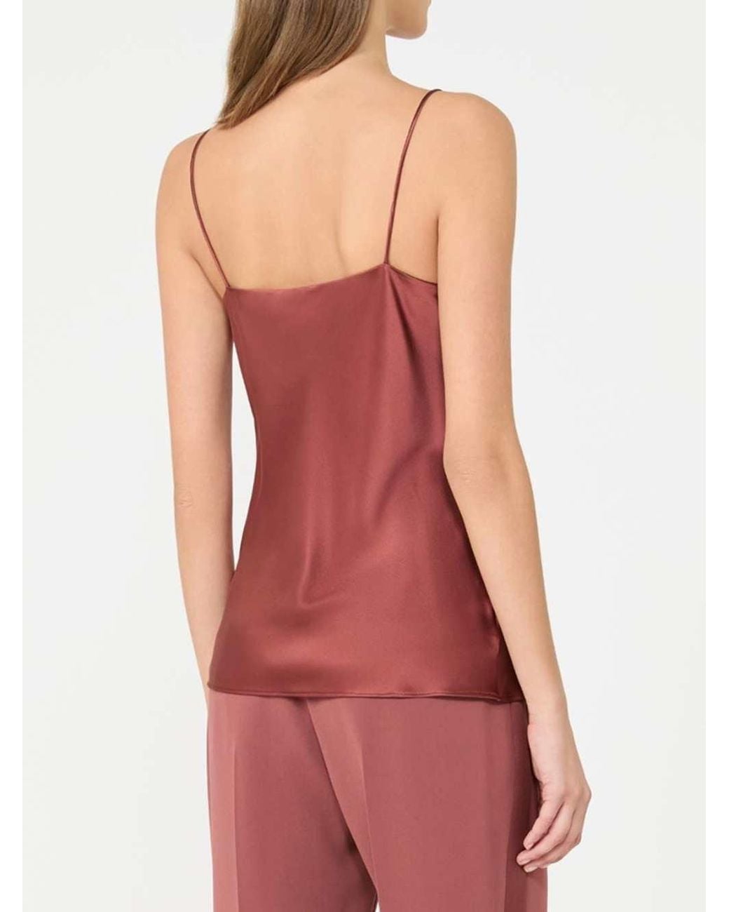 Max Mara Red Silk Satin Top