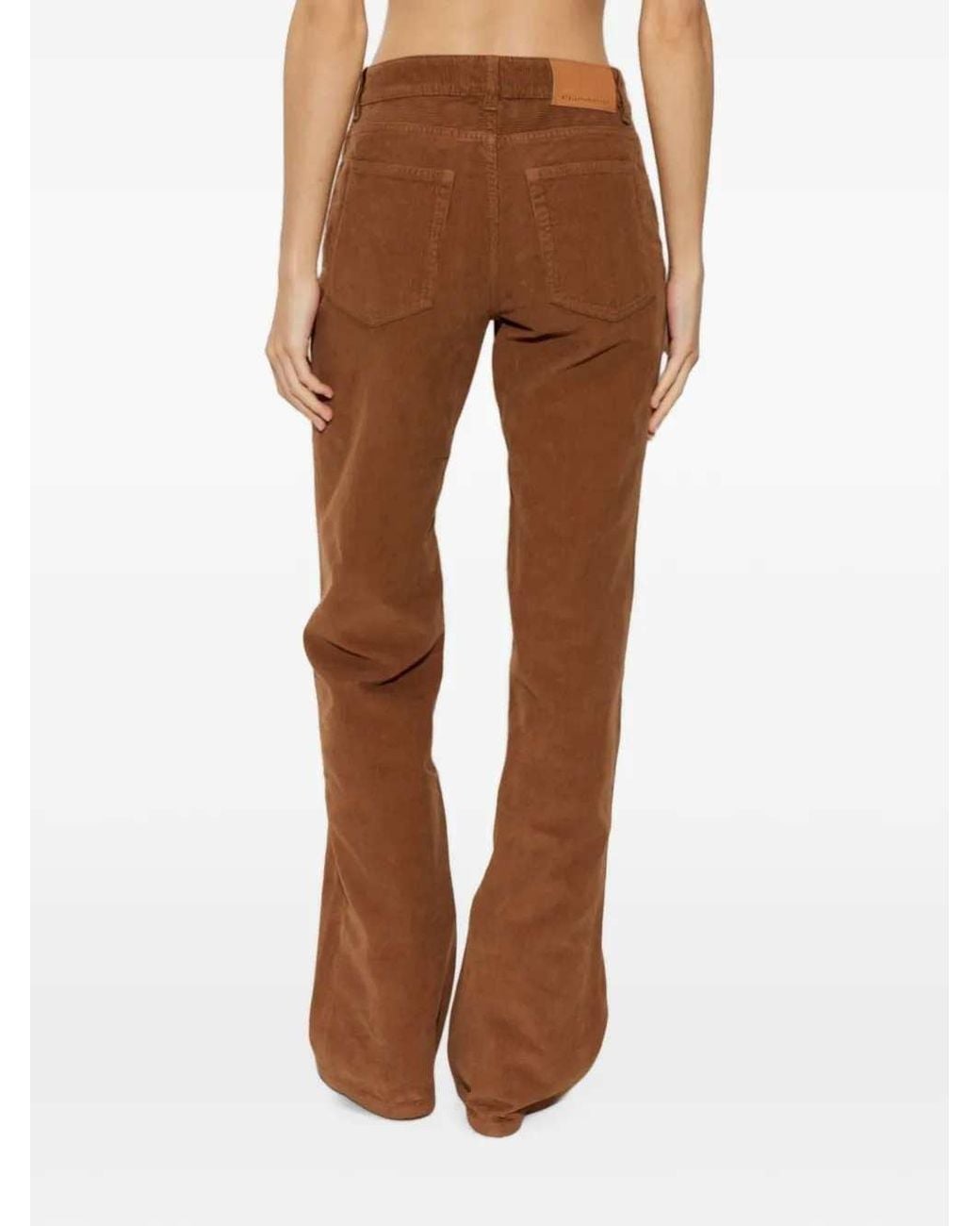 Stella McCartney Brown Corduroy Trousers With Logo Charm