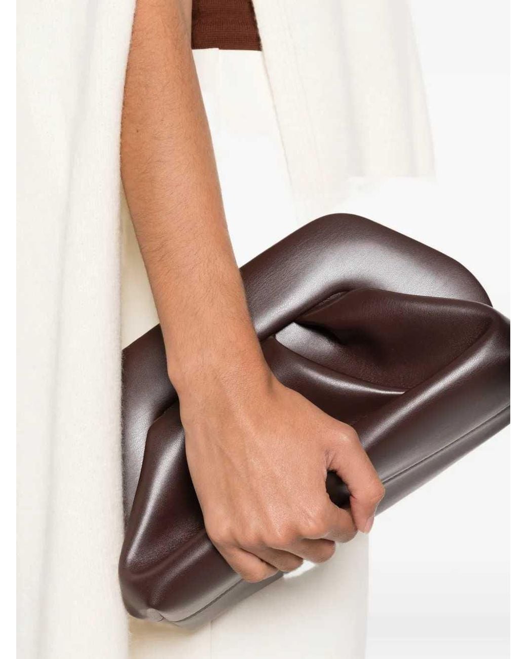 THEMOIRÈ Brown Bios Medium Ruched Clutch