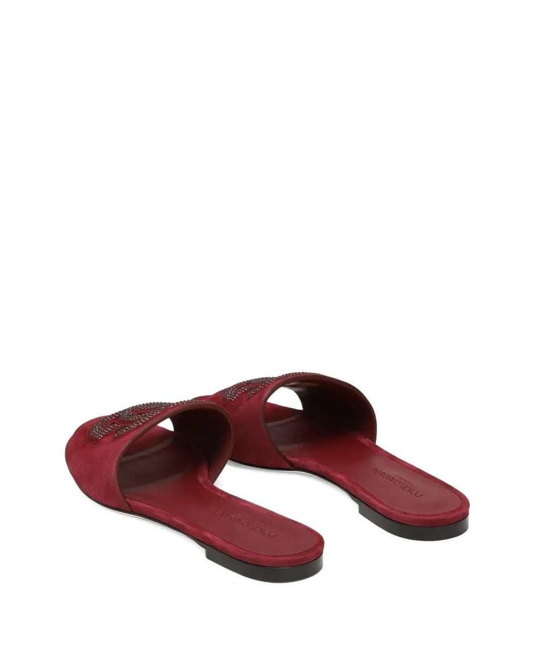 Dolce & Gabbana Red Crystal-Embellished Sandals