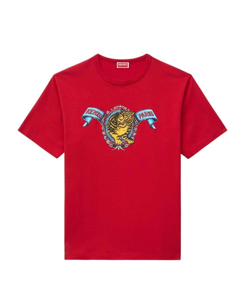 KENZO Red Jumping Tiger' Cotton T-Shirt for men