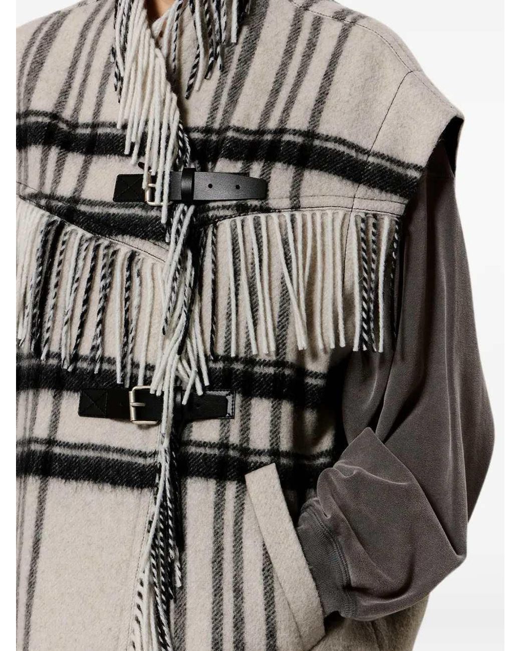 Isabel Marant Gray Fringed Check Vest