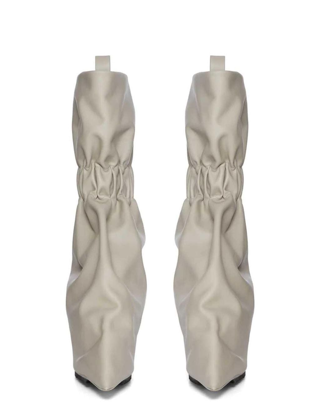 Rick Owens Natural Ss26 Cuffed Boots With Pearl/Transparent Grained Calfskin Case