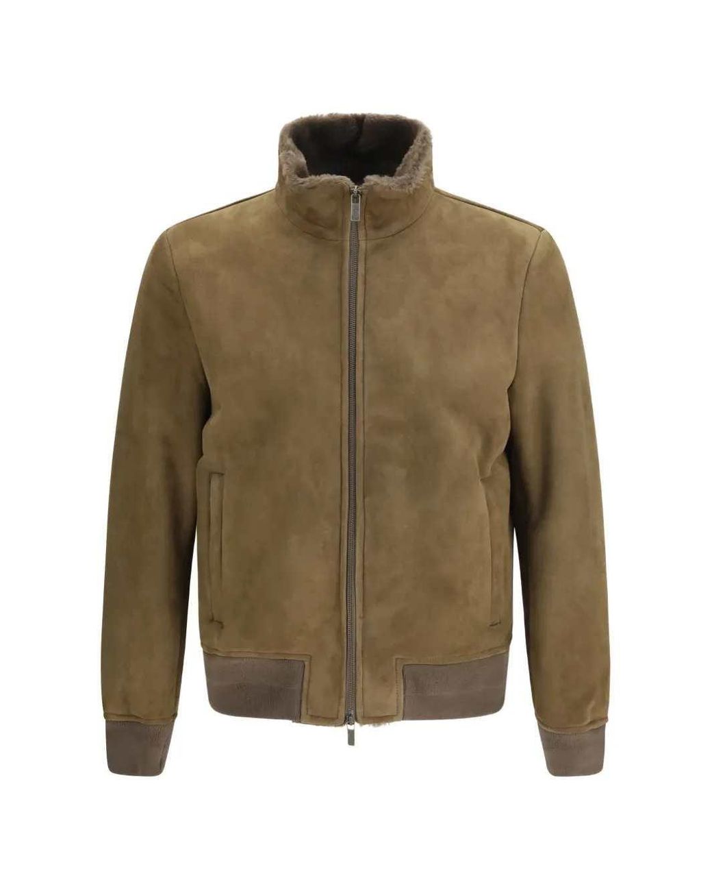 Salvatore Santoro Green Suede High-Neck Jacket for men