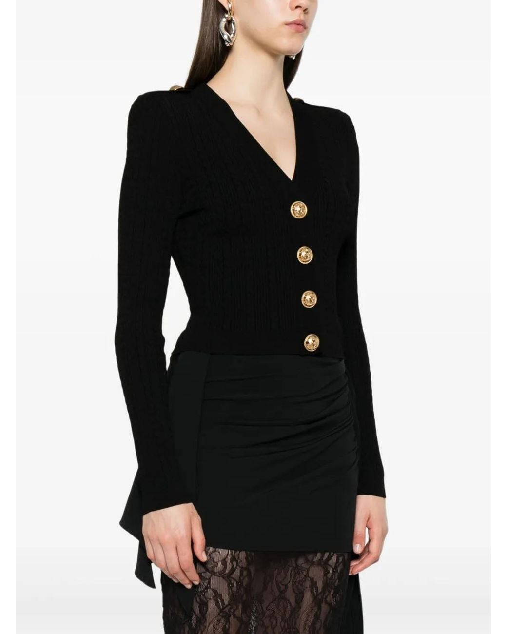 Balmain Black V-Necked Cardigan