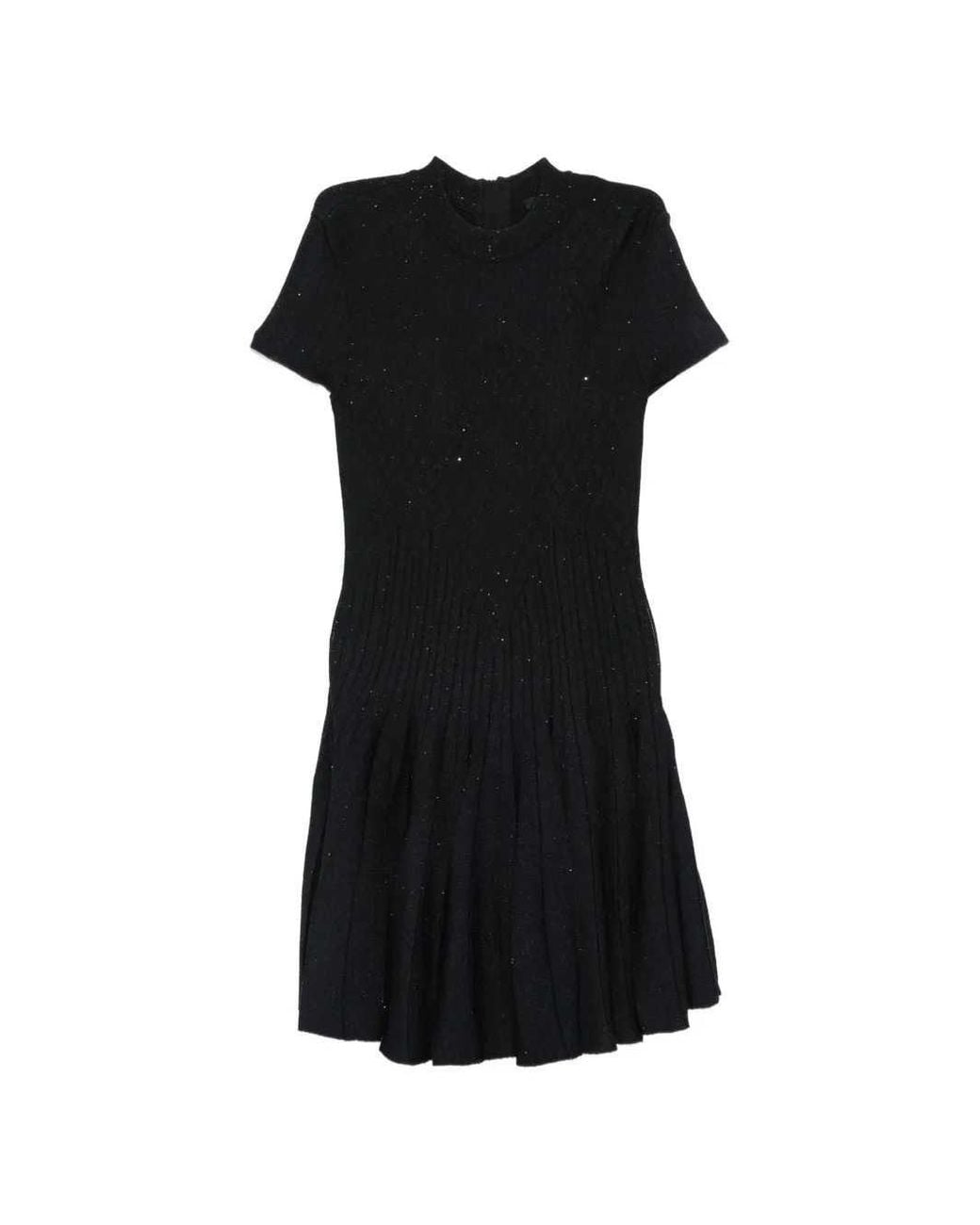 Balmain Black Ribbed Sequin Dress