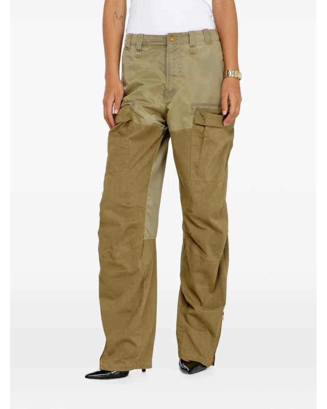 DIESEL Green Cotton And Nylon Cargo Pants
