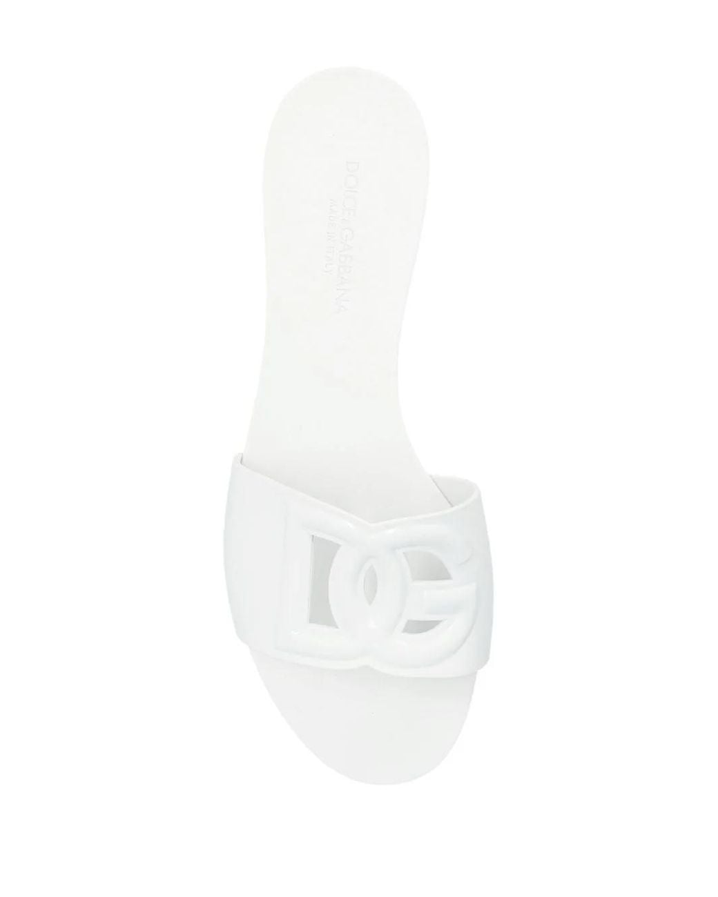 Dolce & Gabbana White Slide Sandals