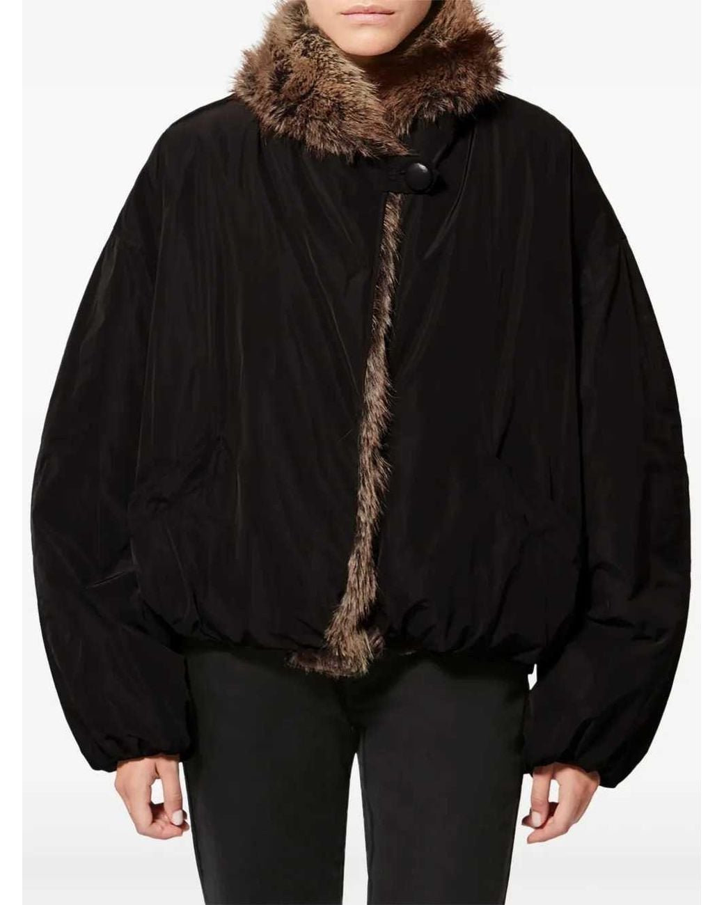 Isabel Marant Black Charone Short Faux-Fur Lined Parka