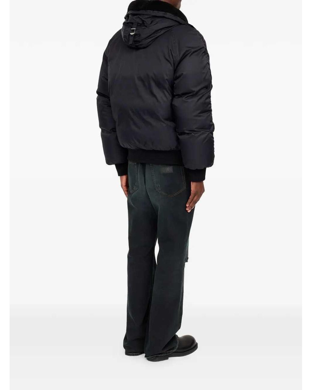 MM6 by Maison Margiela Black Hooded Bomber Jacket for men