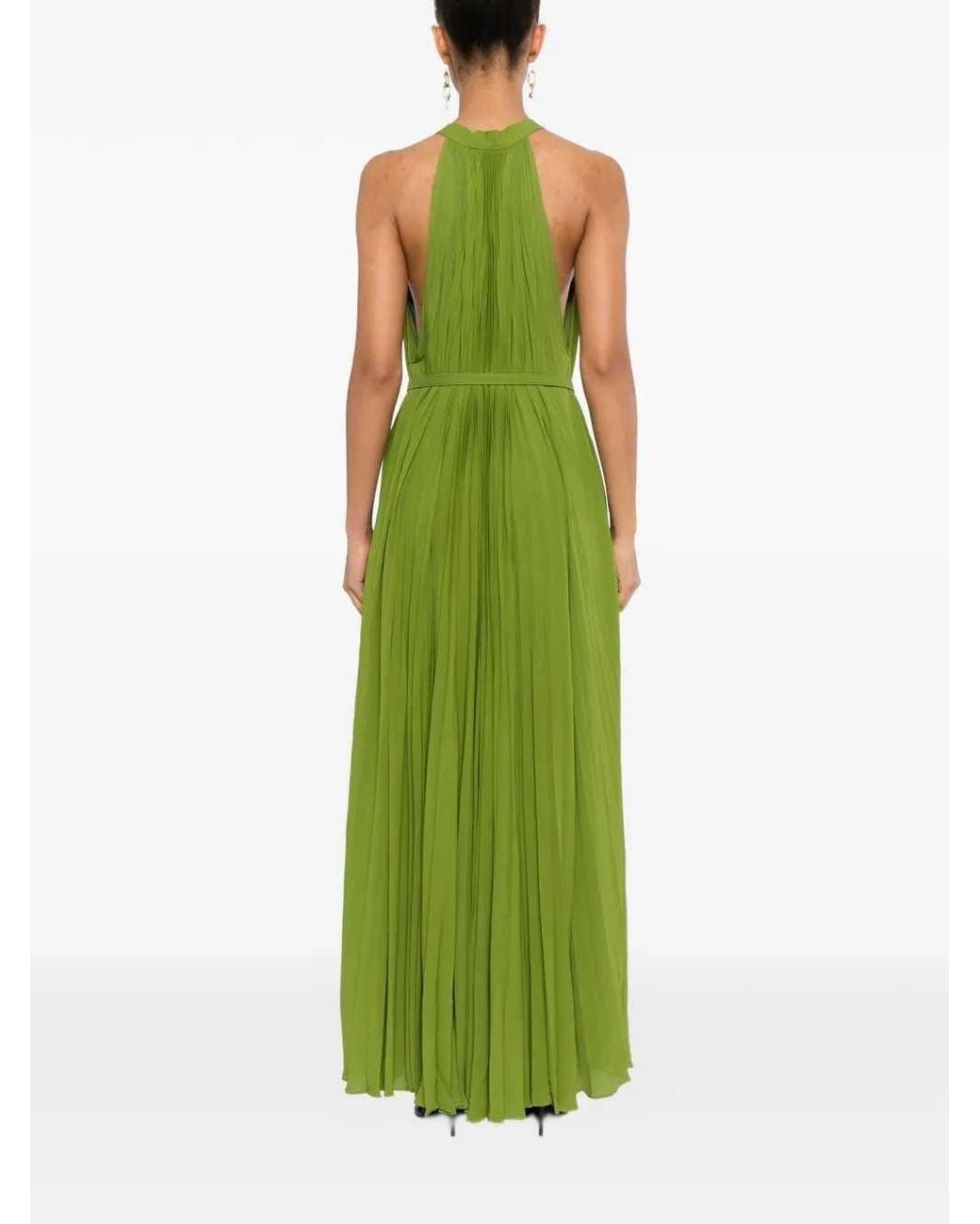 Tom Ford Green Long Sunray-Pleated Shirt Dress