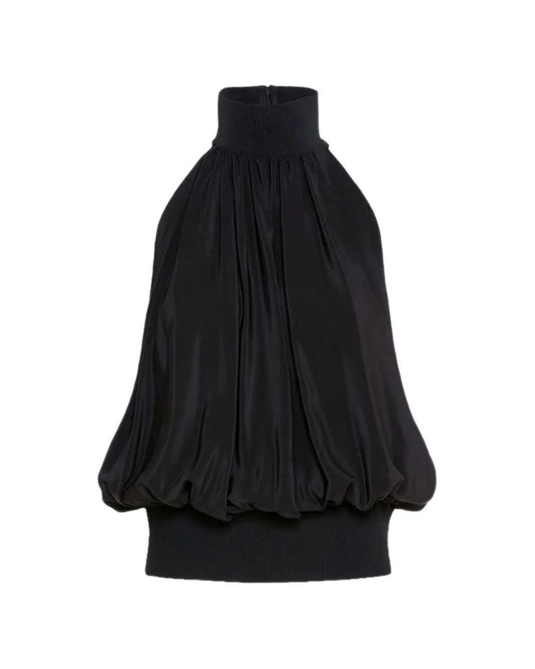 Sportmax Black Silk Halter-Neck Top