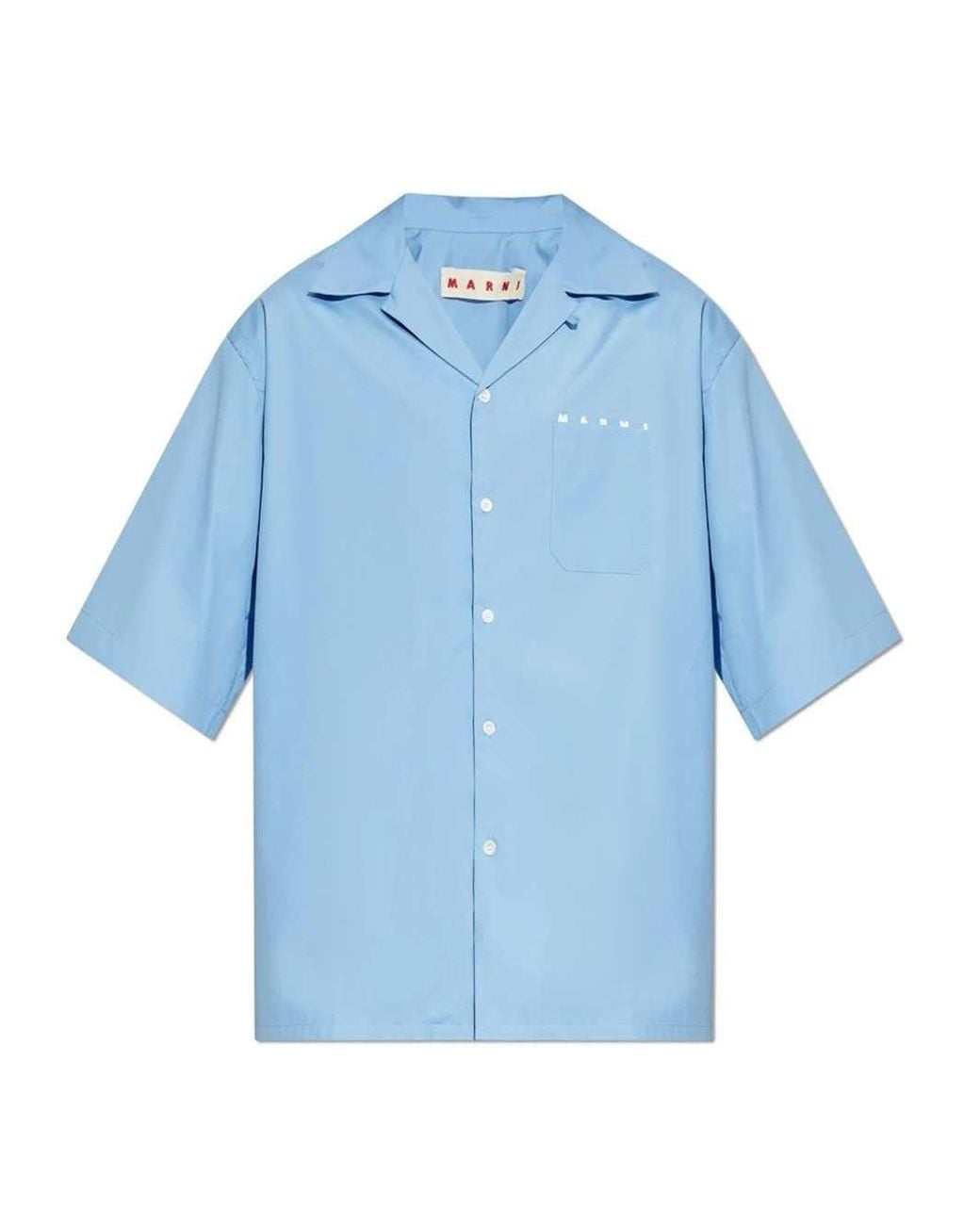 Marni Blue T-Shirt With Logo Pocket for men