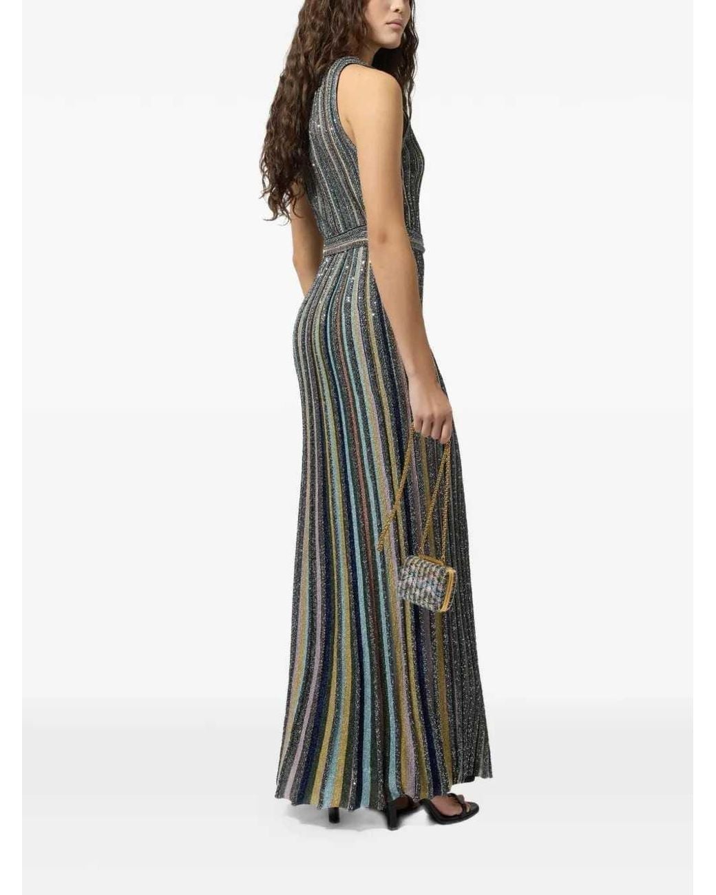 Missoni White Striped Sequin Maxi Dress