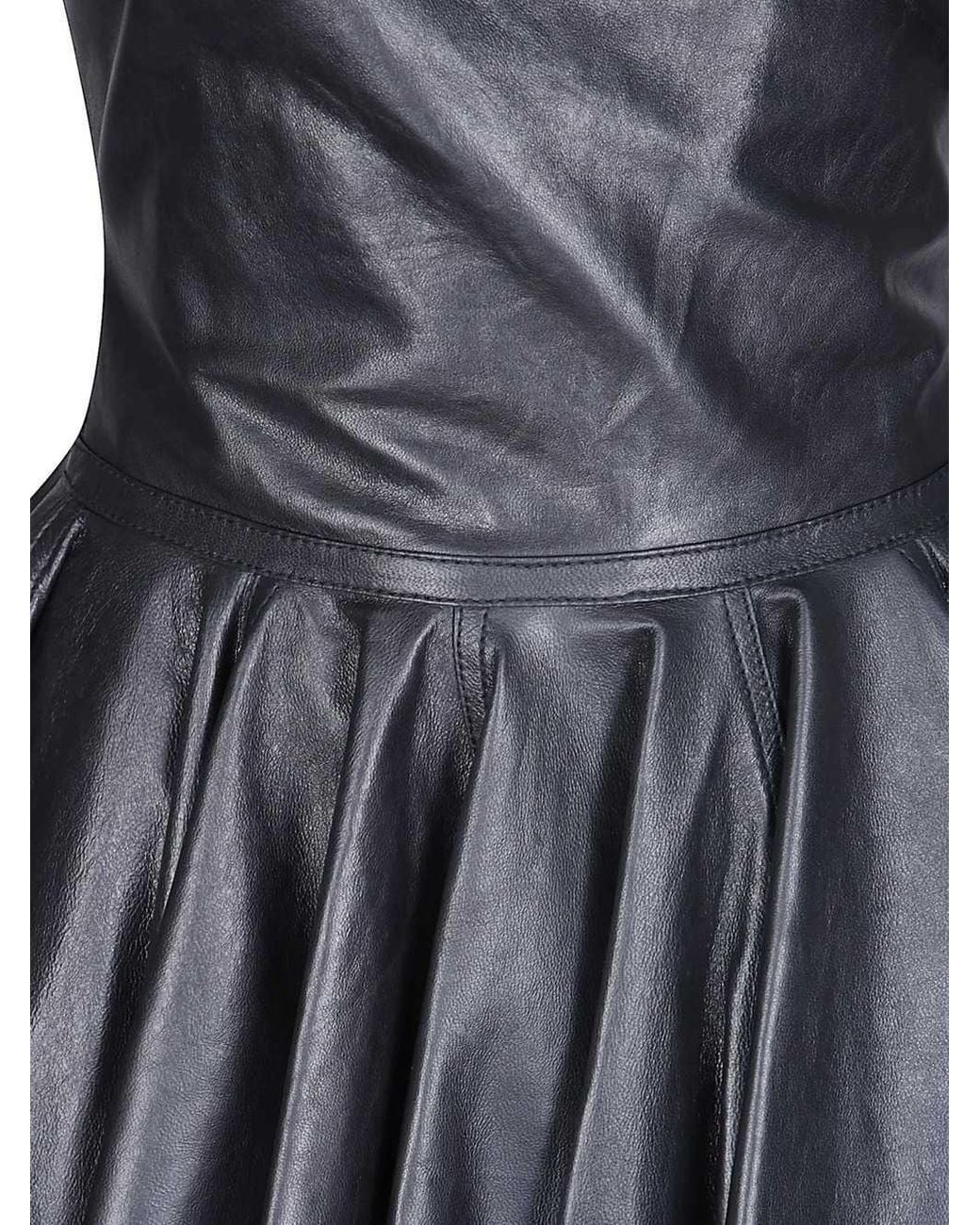 Haikure Black Lucrezia Silky Leather Mini Dress