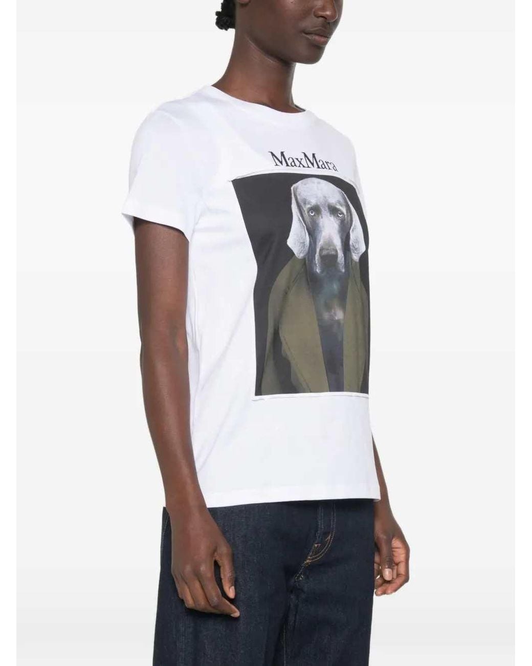 Max Mara White Calca Print Short-Sleeve T-Shirt