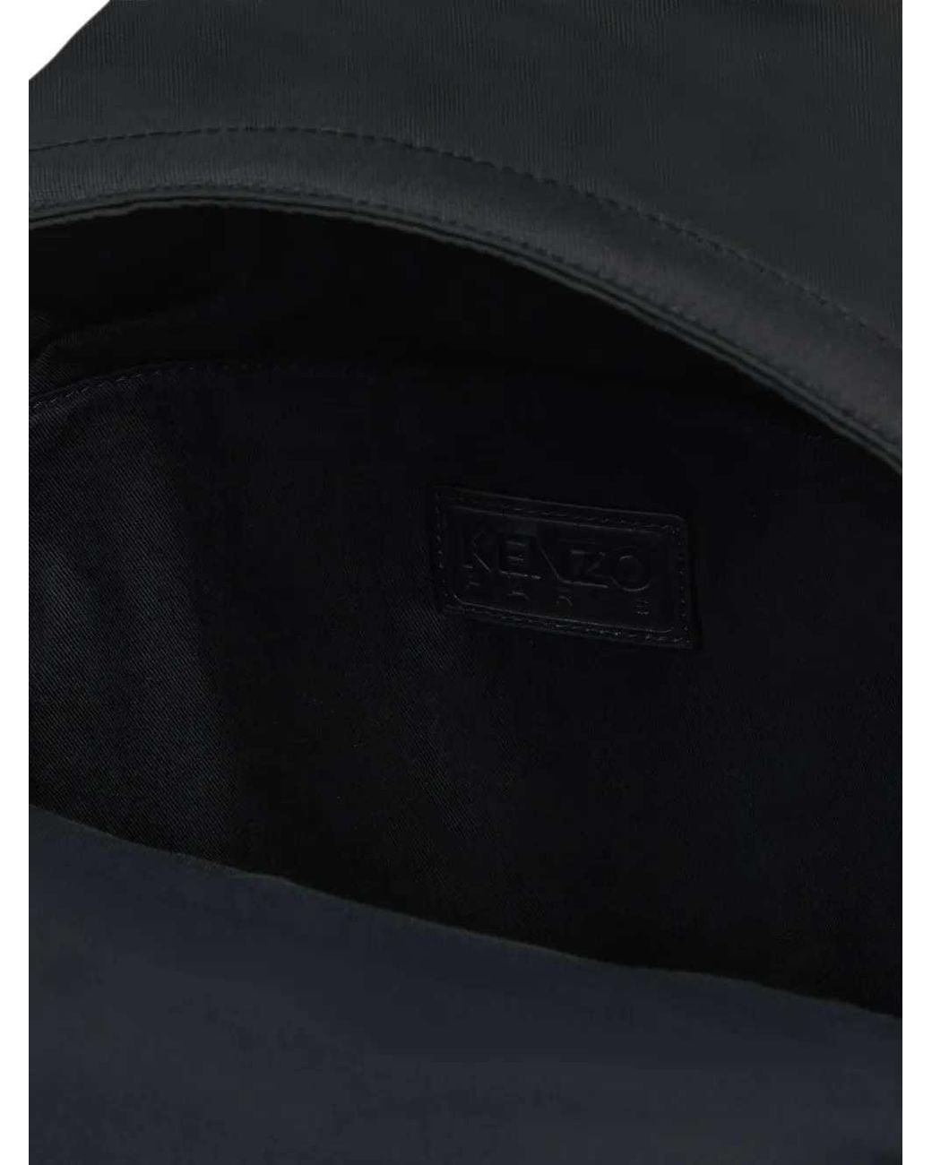 KENZO Black Embroidered Jumping Tiger Backpack for men