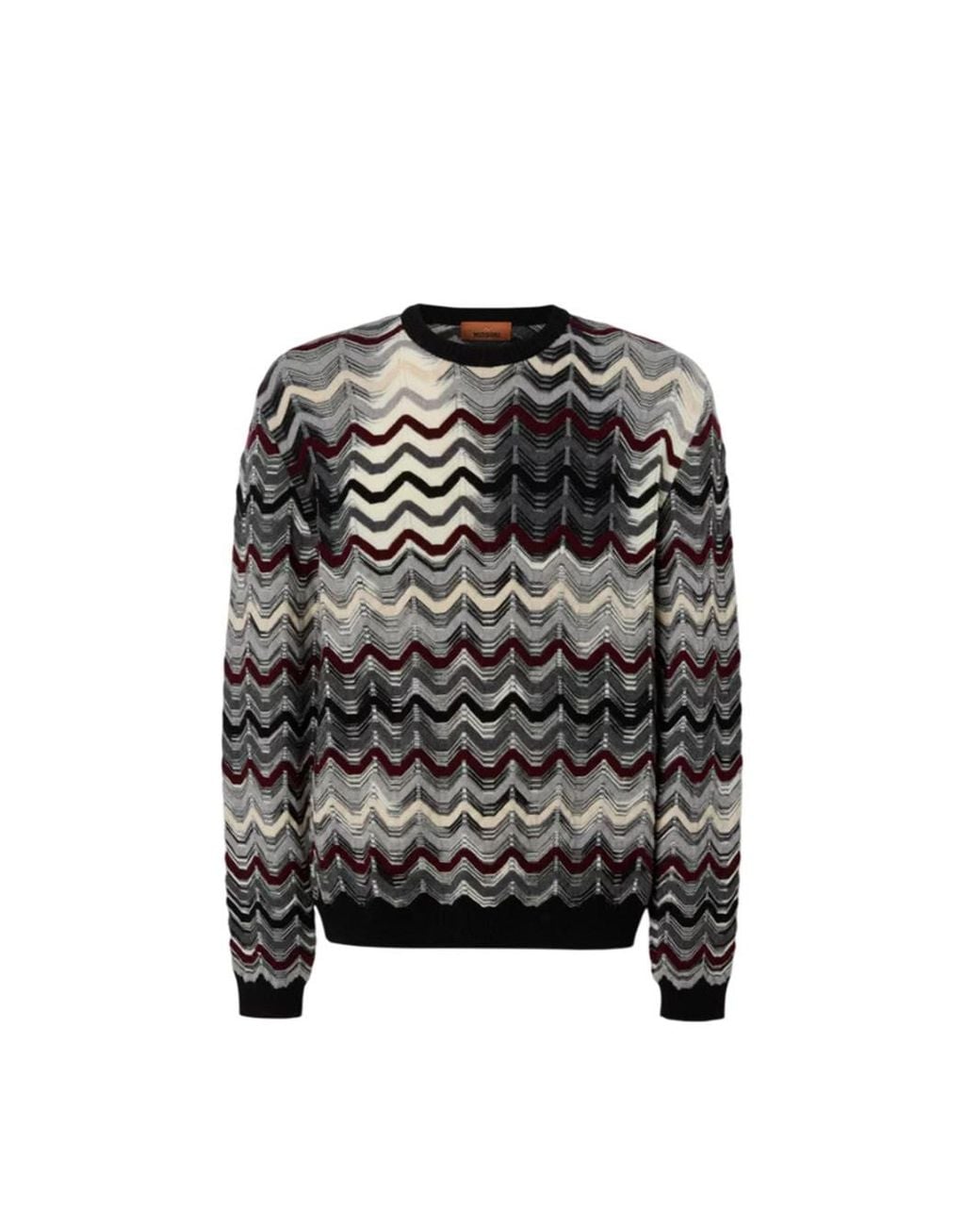 Missoni Black Crew-Neck Sweater With Geometric Zigzag Pattern for men