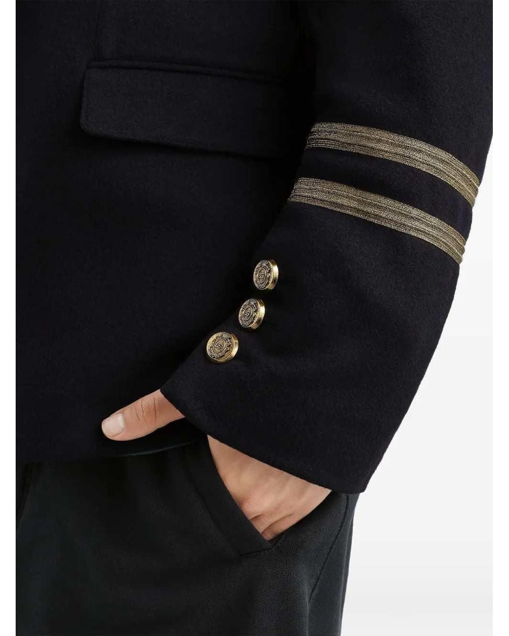 Dolce & Gabbana Black Wool Coat for men