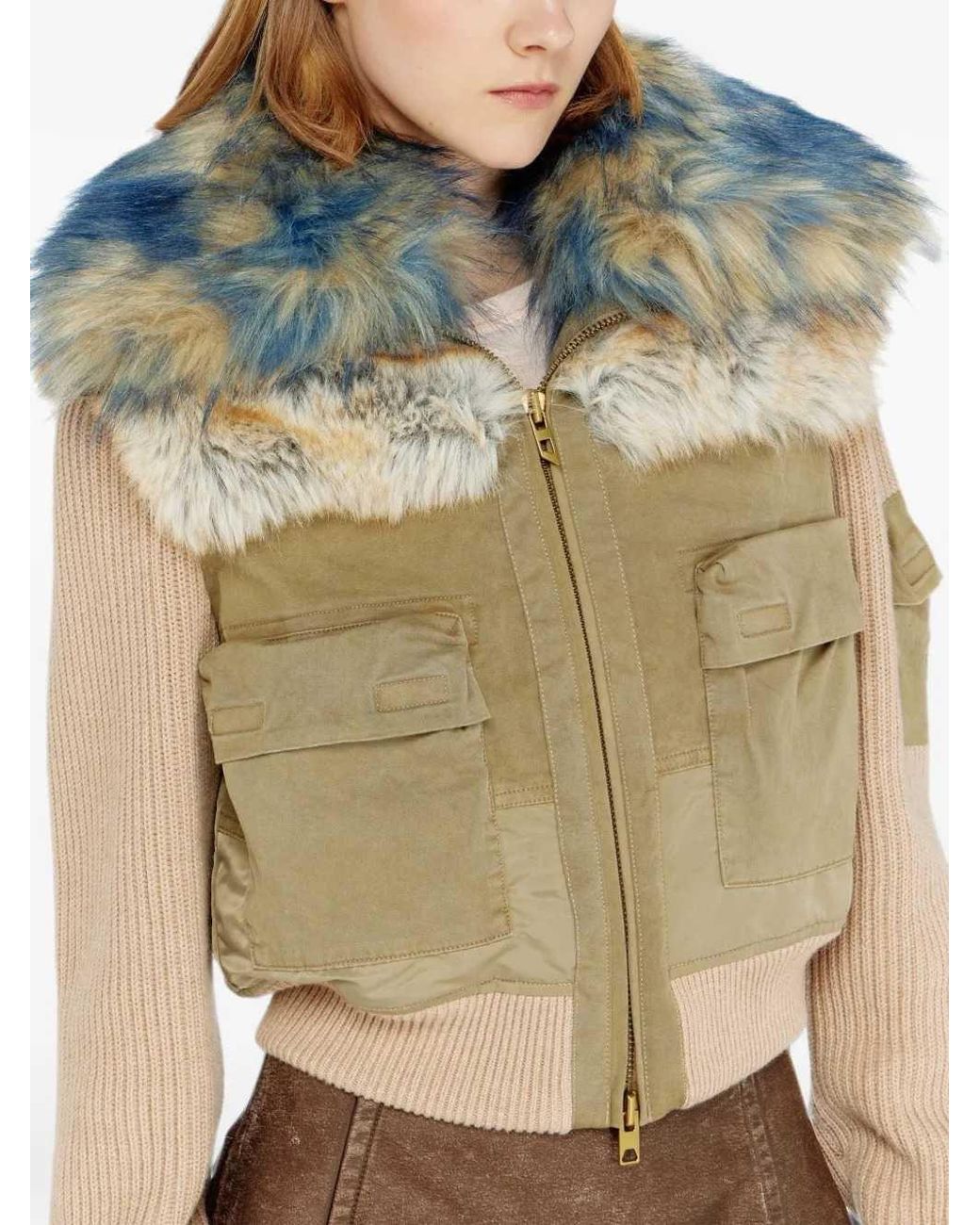 DIESEL Blue Bomber Jacket With Soft Ribbed Trims