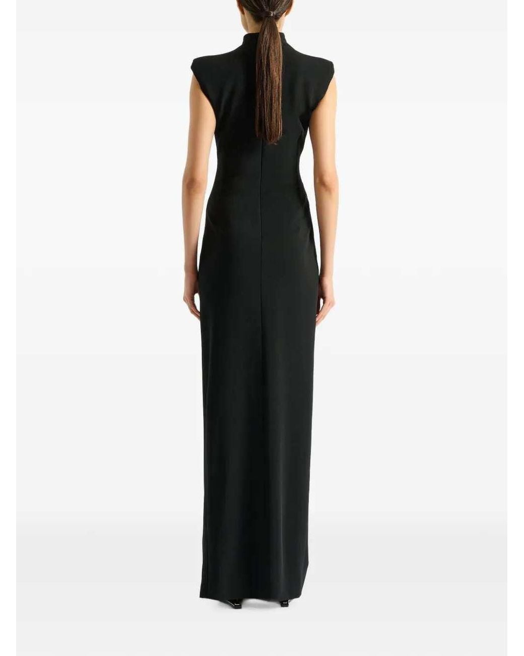 Balmain Black Long Jersey Dress With Leg Slit