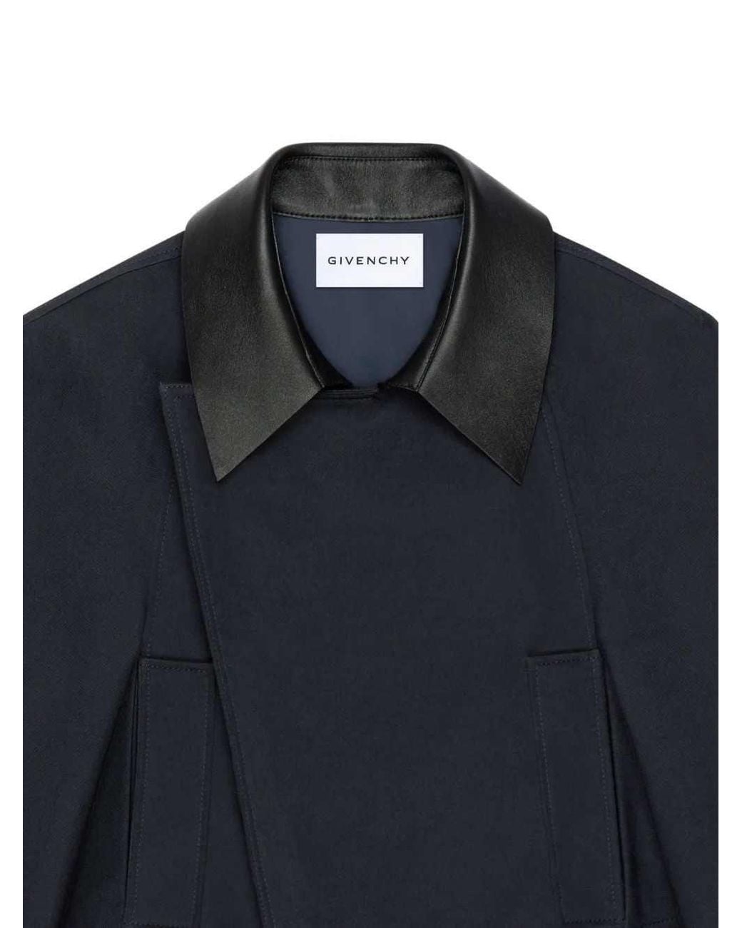 Cappotto Corto Con Collo di Givenchy in Blue
