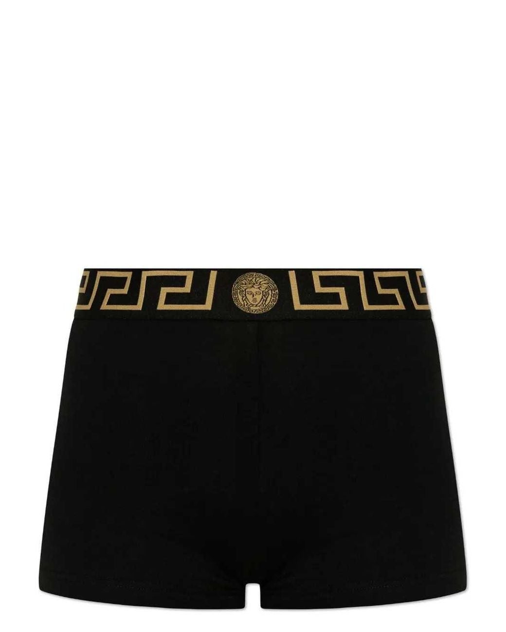 Versace Black High-Waisted Boxers With Greek Print
