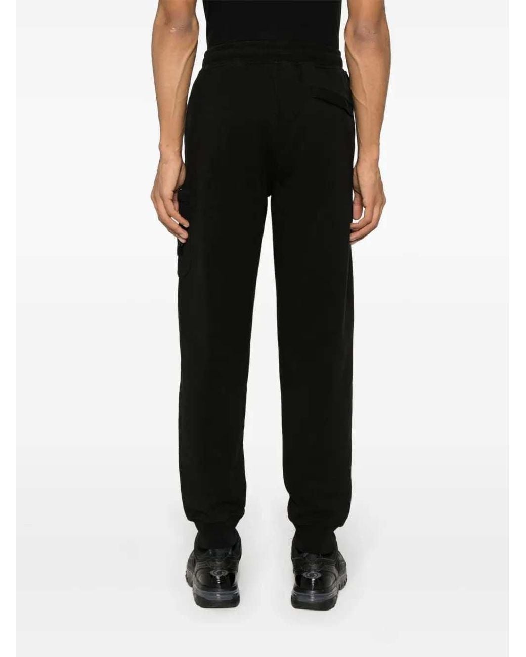 Stone Island Black Compass-Appliqué Cotton Track Pants for men