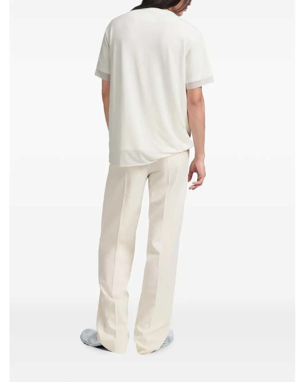 Maison Margiela White Logo-Print Short-Sleeve T-Shirt for men