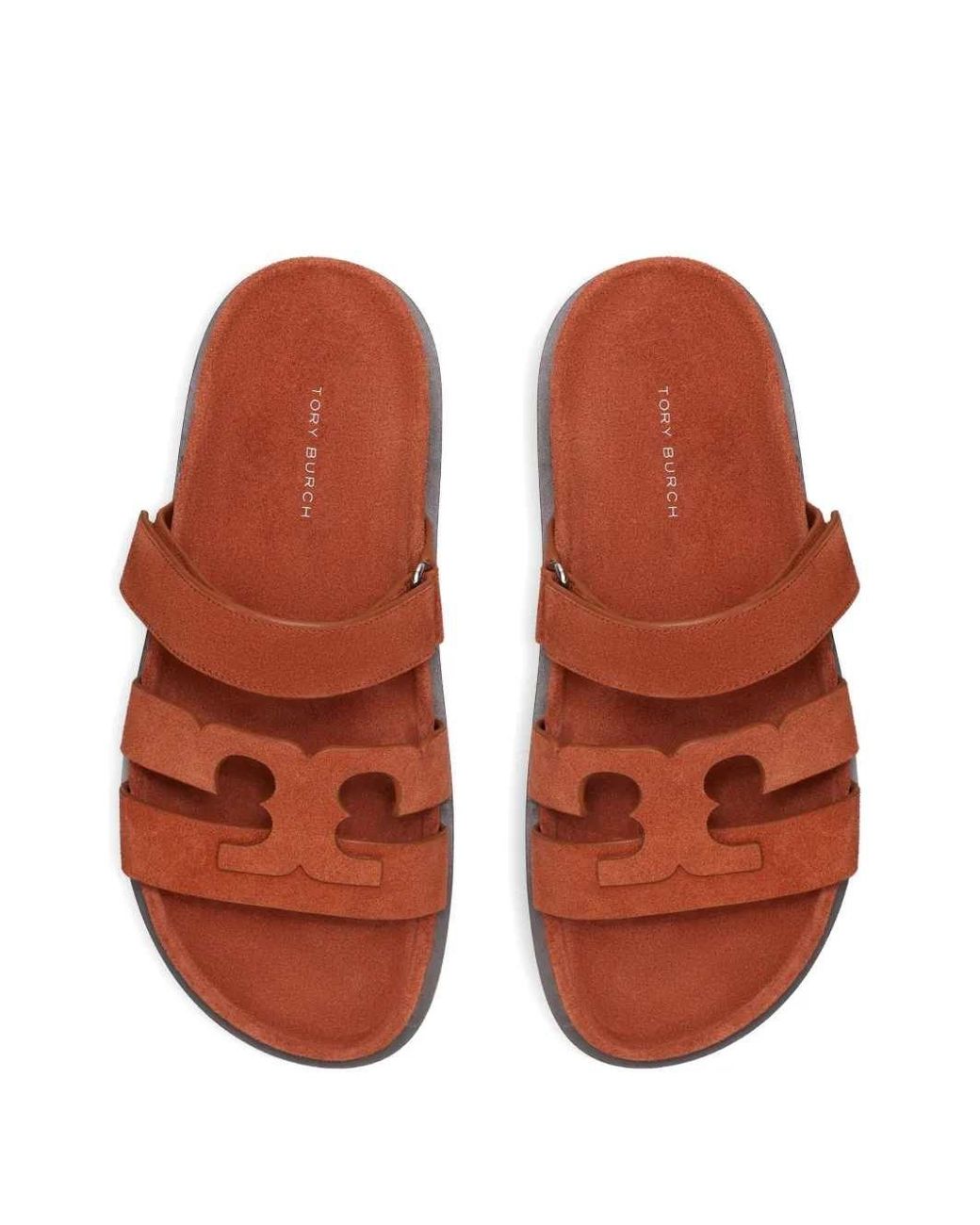Tory Burch Red Ines Sandals With Logo Plaque