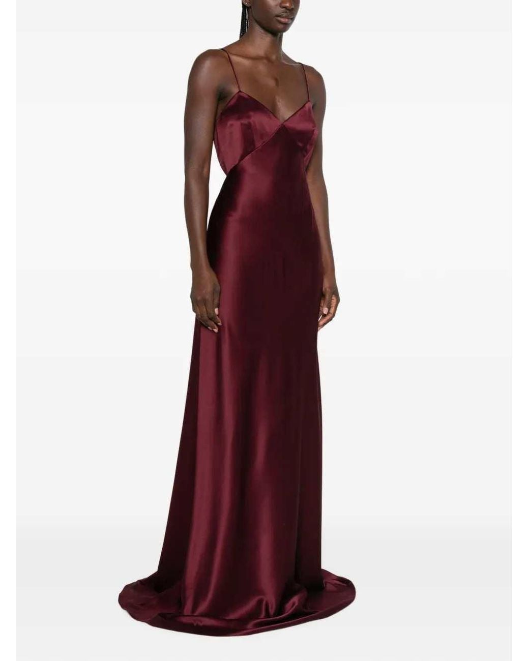 Max Mara Red Silk Satin Slip Dress