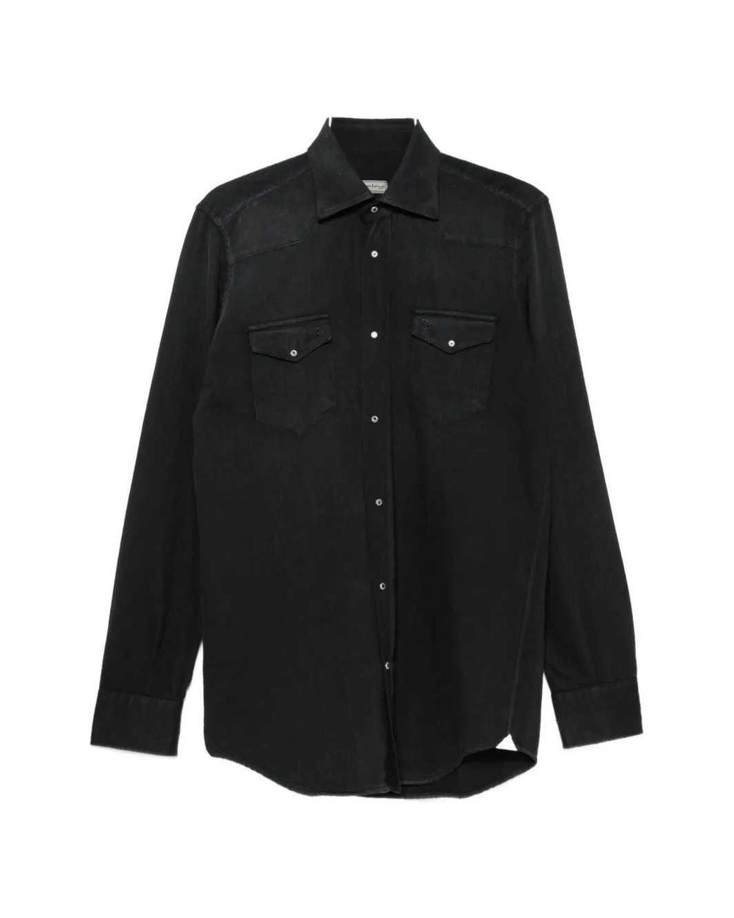 Sartorio Napoli Black Shirt With Buttons for men