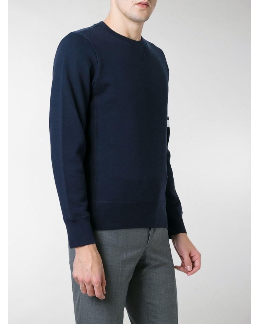 Thom Browne Blue Sweatshirt With Striped Detail for men