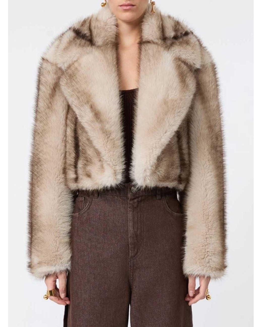 Sportmax Natural Cropped Furry Jersey Jacket